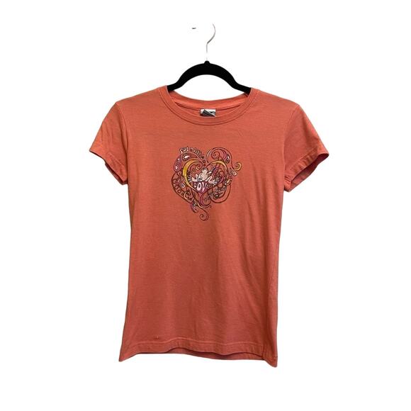 PeaceFrog XS short sleeve graphic tee Frog heart 1970s vibes Barbie barbiecore - Picture 1 of 7